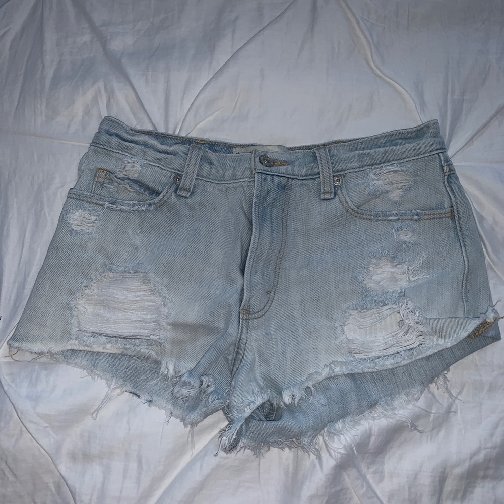 Light Wash Ripped Shorts